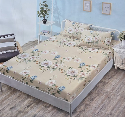 Dormitor - Husa saltea cu elastic din Finet, pat dublu (HPF 330) cu doua fete de perna