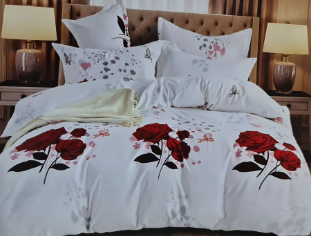 Dormitor - Lenjerie de pat dublu, FINET 6 piese (Finet 937) Galben cu flori, 245 x 250 cm, Luxury Pucioasa
