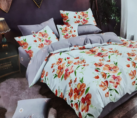 Lenjerii Finet cu Volanase - Lenjerie de pat dublu, FINET 6 piese (Finet 940) Galben cu flori, 245 x 250 cm, Luxury Pucioasa