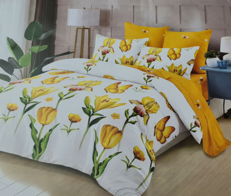 Dormitor - Lenjerie de pat dublu, FINET 6 piese (Finet 919) Flori, 240 x 250 cm, Primavara