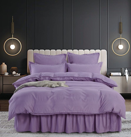 Dormitor - Lenjerie de pat din bumbac (LUV 8) UNI cu volane - Violet