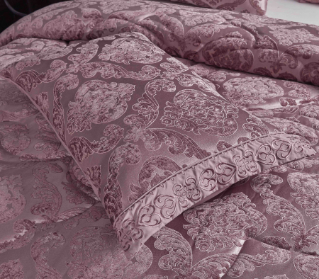 Lenjerie Jacquard (LJQ 1) cu Pilota Inclusa, Cearceaf pat cu Elastic, 7 piese, Roz Inchis [4]