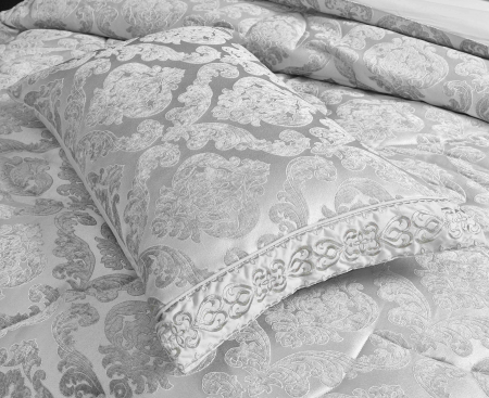 Lenjerie Jacquard (LJQ 6) cu Pilota Inclusa, Cearceaf pat cu Elastic, 7 piese, Gri [4]
