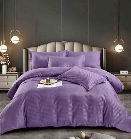 Lenjerii de pat 1 persoana - Lenjerie pat 1 persoana (LDS 10) din Damasc, Violet, 155 x 230 cm
