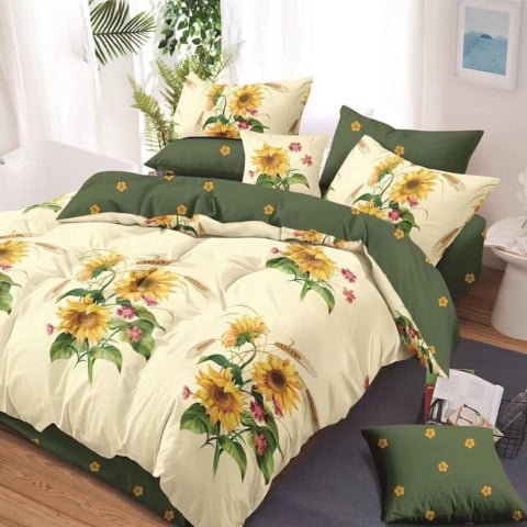 Lenjerii de pat FINET - Lenjerie pat dublu, Bumbac (Finet 550) cu floarea soarelui