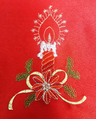 Napron decorativ brodat (FMN 406) pentru masa de Craciun, rosu, 29 cm [1]