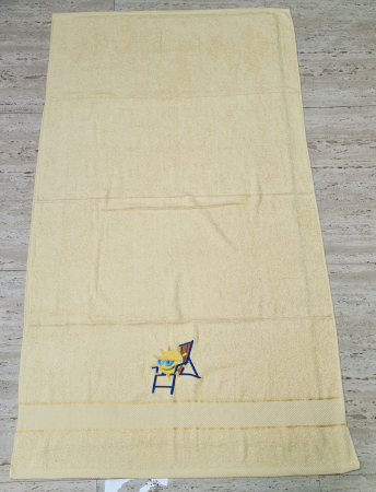 Prosoape de plaja - Prosop de Plaja Uni Brodat  (PPB 2), Bumbac, Galben,165 x 90 cm