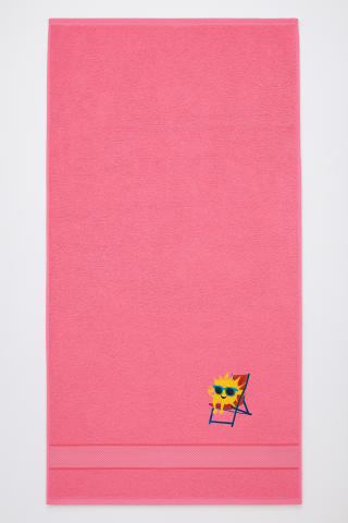 Prosoape de plaja - Prosop de Plaja Uni Brodat  (PPB 5), Bumbac, Roz,165 x 90 cm