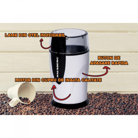 Rasnita electrica cafea (HB 40), 150 - 200W, 70g, motor din cupru, alb [4]