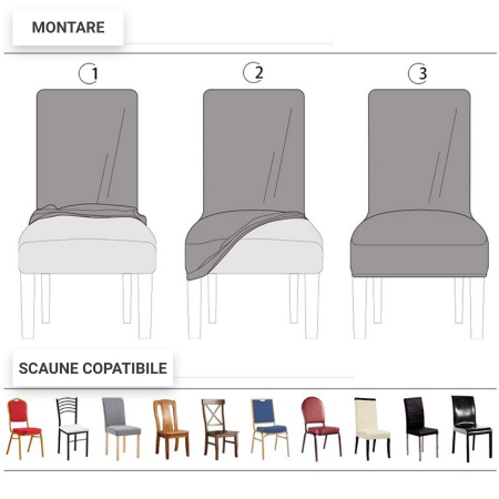 Set 6 Huse elastice pentru Scaune (HSU 11), Verde inchis [2]