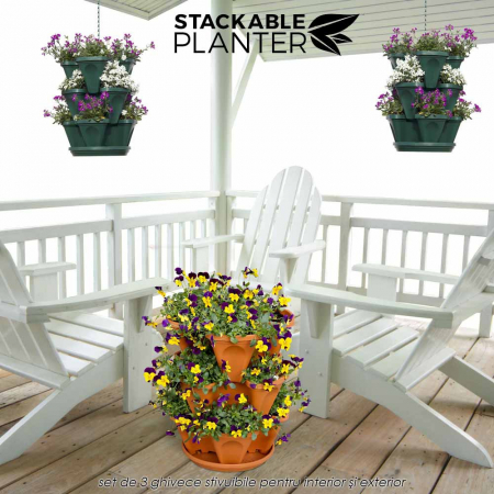 Stackable Planter - set de 3 ghivece stivuibile pentru interior si exterior [6]