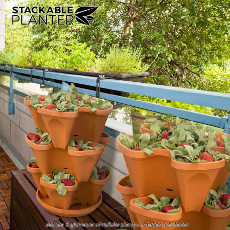 Stackable Planter - set de 3 ghivece stivuibile pentru interior si exterior [4]