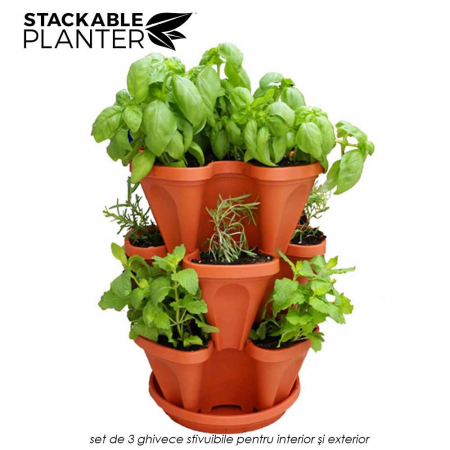 Stackable Planter - set de 3 ghivece stivuibile pentru interior si exterior [0]