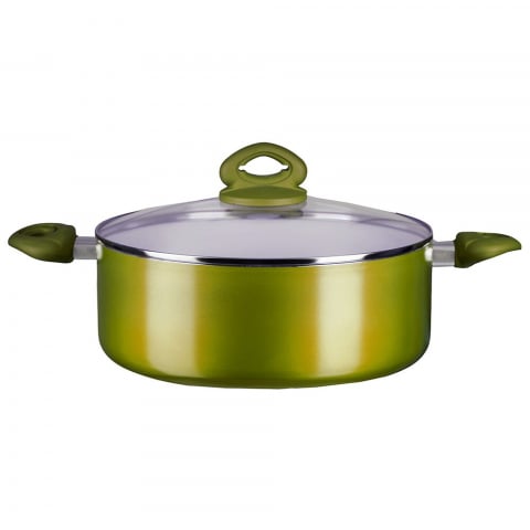 Oala ceramica cu capac si manere din silicon, alb, albastru si verde [6]