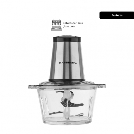 Tocator cu bol din sticla, 3 viteze (HB 8), 400 W, 2 Litri, toaca, taie, macina, amesteca [6]