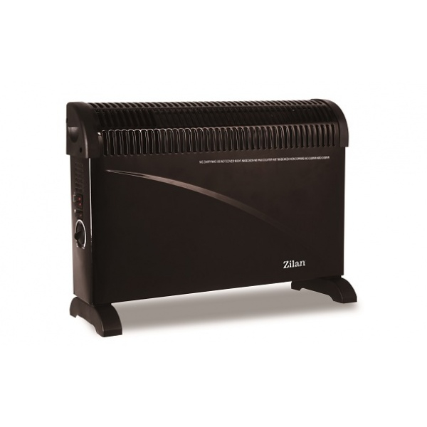 Convector electric de podea (E 602), 2000W, 3 trepte de putere, Termostat reglabil, Negru
