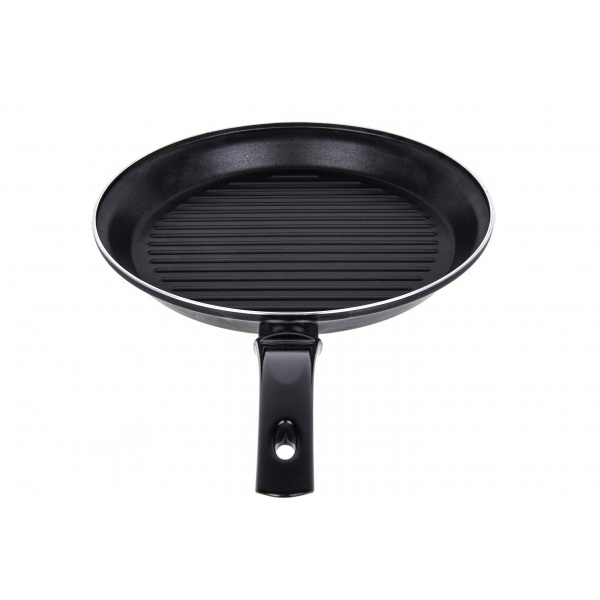 Tigaie aluminiu grill (E 420), diametru 28 cm, interior teflon
