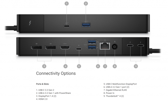 Docking station Dell WD22TB4, Thunderbolt, 180W, Gigabit Ethernet [6]
