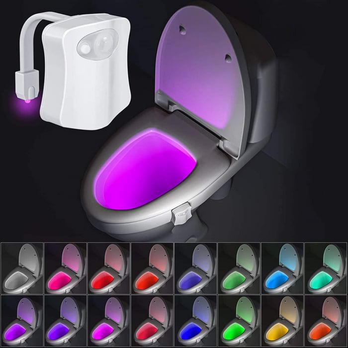 Lampa de veghe LED pentru toaleta, senzor de miscare si lumina, 8 culori diferite [1]