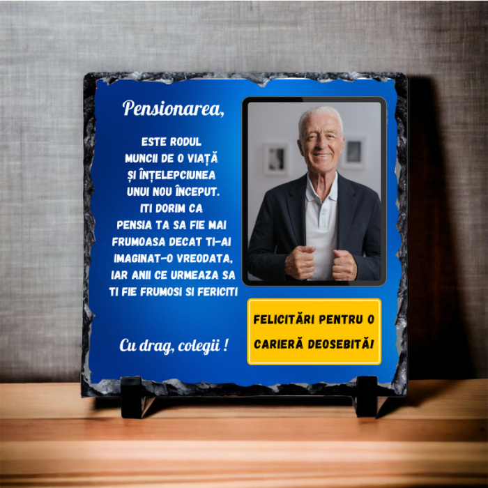 Ardezie personalizata -Cadou pentru pensionar