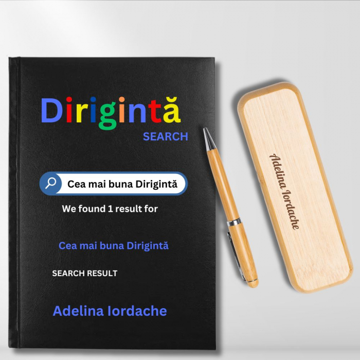 Cadou pentru Diriginta - Agenda personalizata + set scris