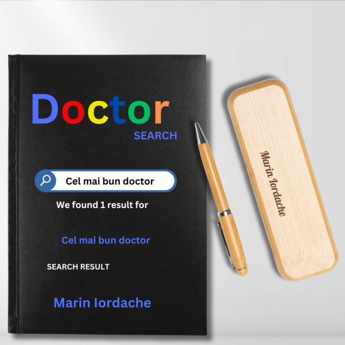 Cadou pentru Doctor - Agenda personalizata + set scris