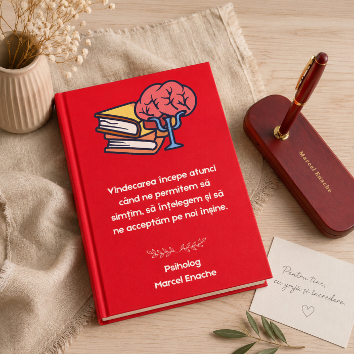 Cadou pentru psiholog- Agenda personalizata  + Set scris