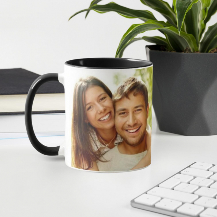 Cana personalizata cu poza si text- Blue