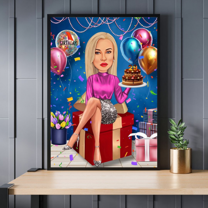 Caricatura Happy Birthday Girl