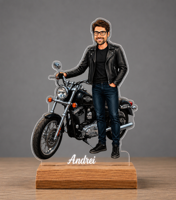 Caricatură Motociclist - Statuetă Personalizată tip Trofeu [3]