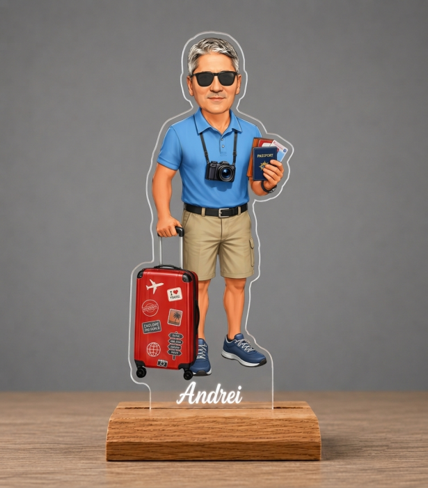 Caricatură Travel Boy.. - Statuetă Personalizată tip Trofeu [2]