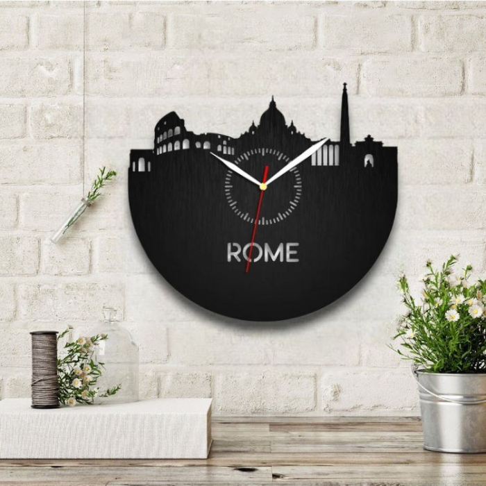 Ceas din lemn gravat Rome [1]