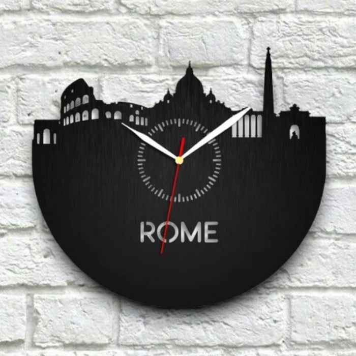 Ceas din lemn gravat Rome [2]
