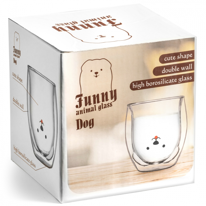 Pahar dublu ,interior in forma de Caine  260ml [4]