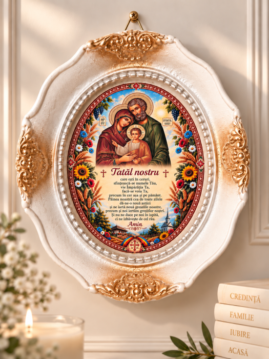 Plachetă din Ipsos cu Rugăciune, 27 x 35 cm – Decor Religios și Binecuvântare pentru Casă [2]