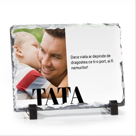 Rama Foto Personalizata Ardezie cu o poze si text - TATA [2]