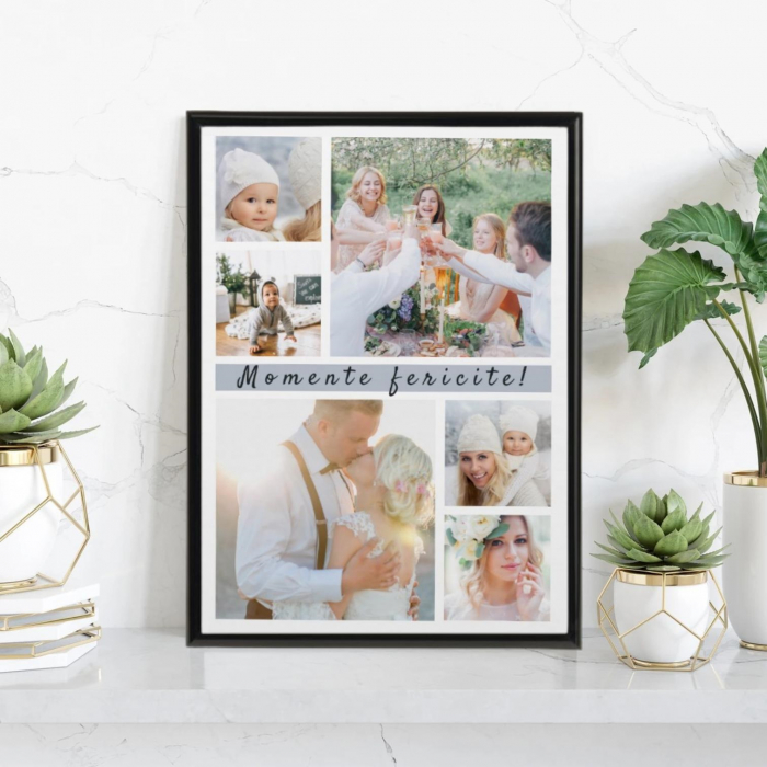 Rama foto personalizata momente fericite 6 poze - a4 -