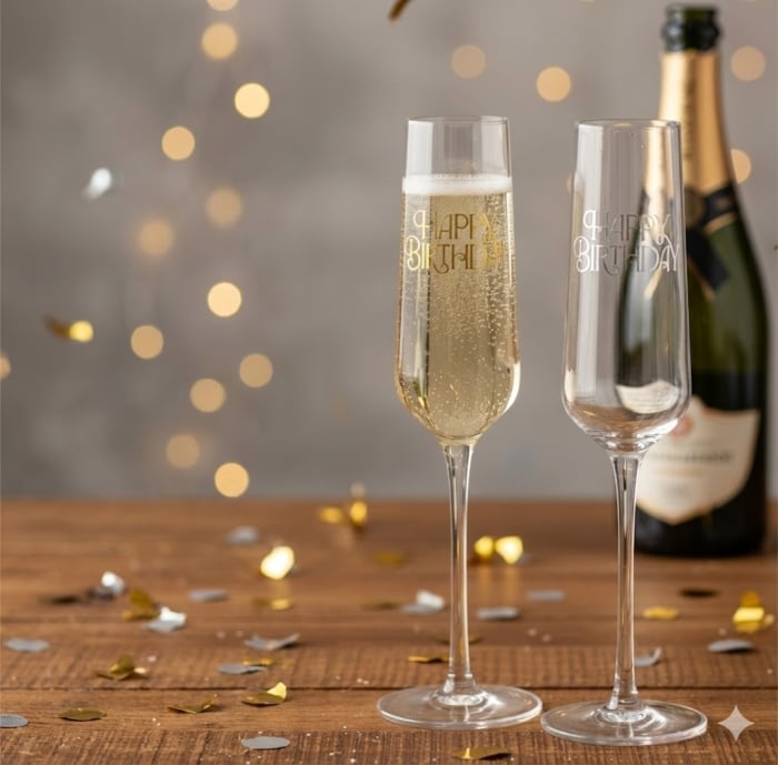 Set 2 Pahare Șampanie Elegante – „Happy Birthday” [1]