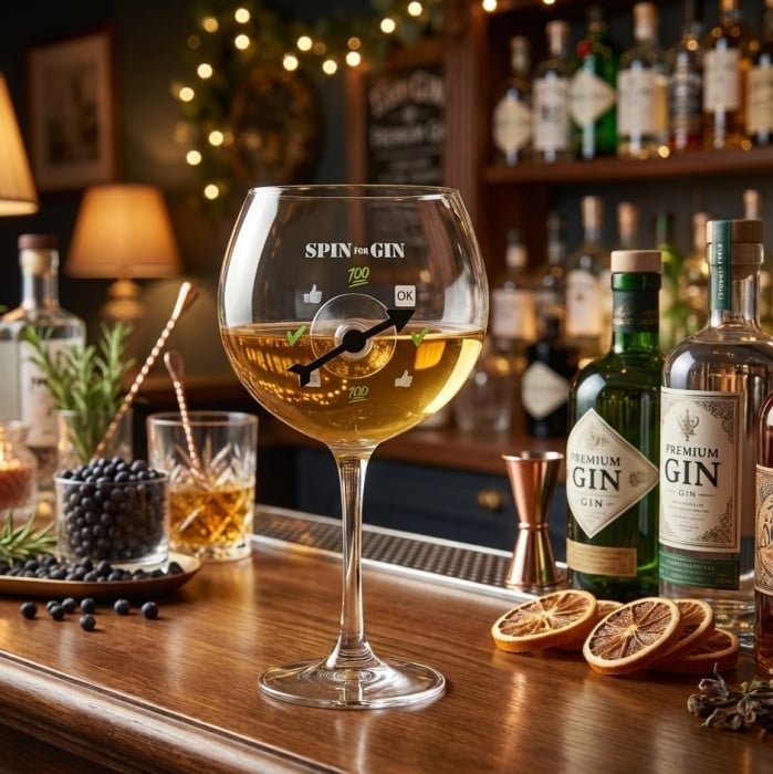 Pahar de Gin Uriaș cu Spinner Interactiv – „Spin for Gin” [1]