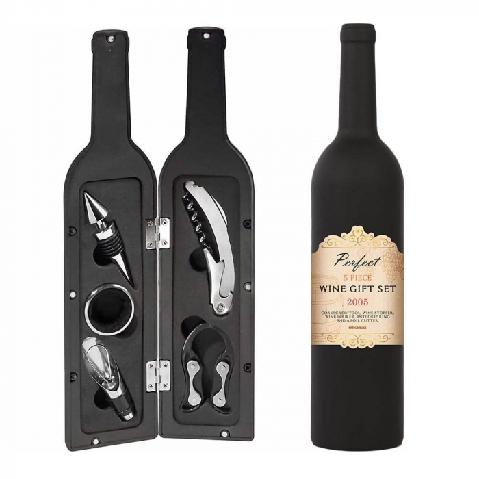 Set de accesorii vin  Premium  in  cutie in forma de sticla [2]