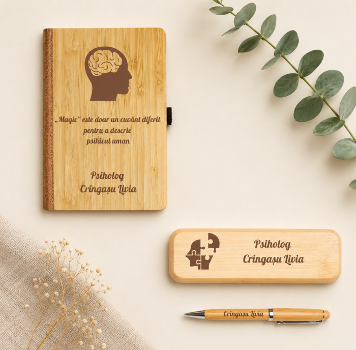 Set Caiet elegance + pix in cutie  personalizate -Cadou pentru psiholog [2]