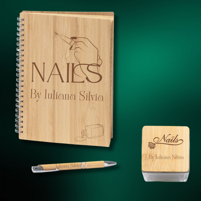 Set Caiet , pix si lumanare  personalizata -Nails by