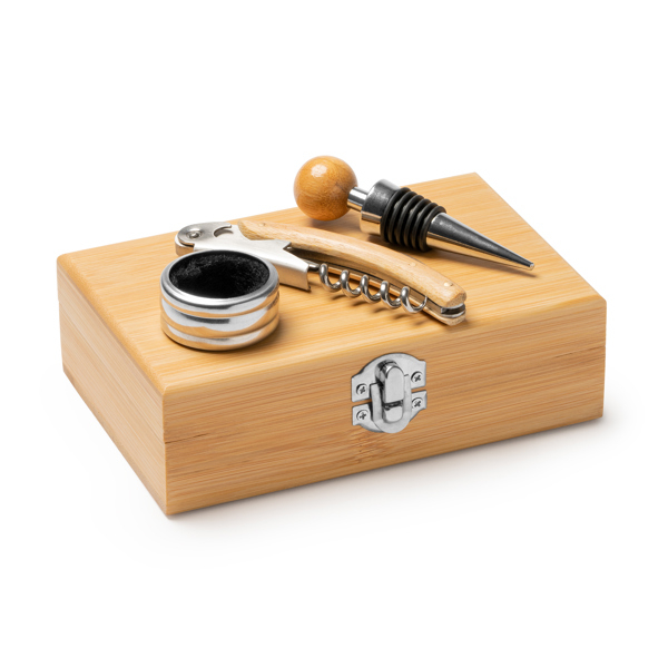 Set de vin personalizat cu accesorii din oțel inoxidabil și bambus – Eleganță și rafinament pentru iubitorii de vin [2]
