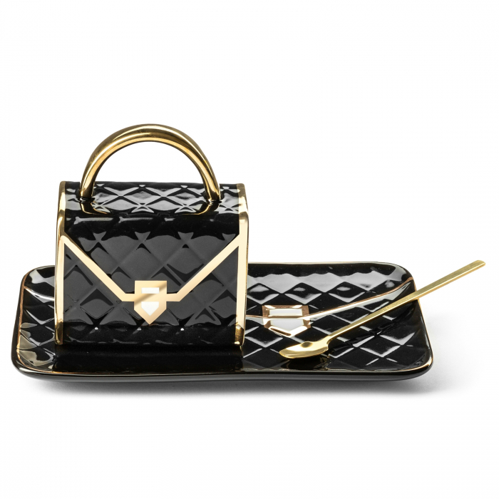 Set Lady Glam - Cana in forma de poseta, farfurie si lingura. [3]