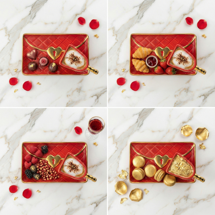 Cană în formă de geantă cu farfurioară și linguriță inimă [3]