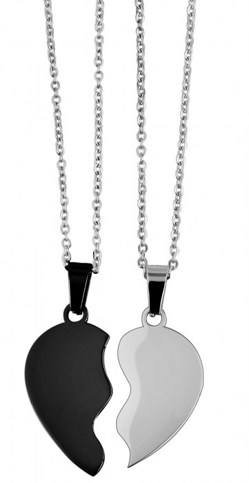 Set Lantisoare personalizate  pentru cupluri  Black And Silver [4]