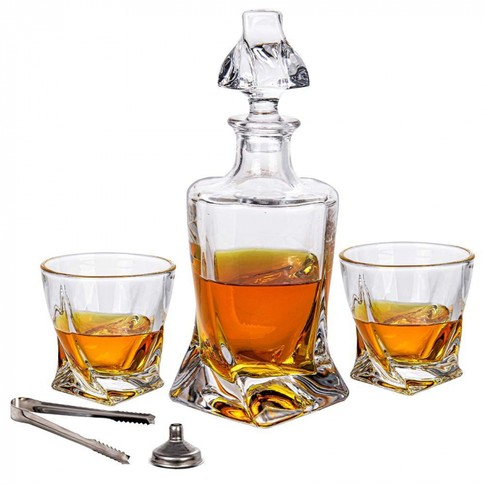 Set Decantor de Lux "Twist" cu Pahare și Pietre de Whisky, în Cutie de Lemn [3]