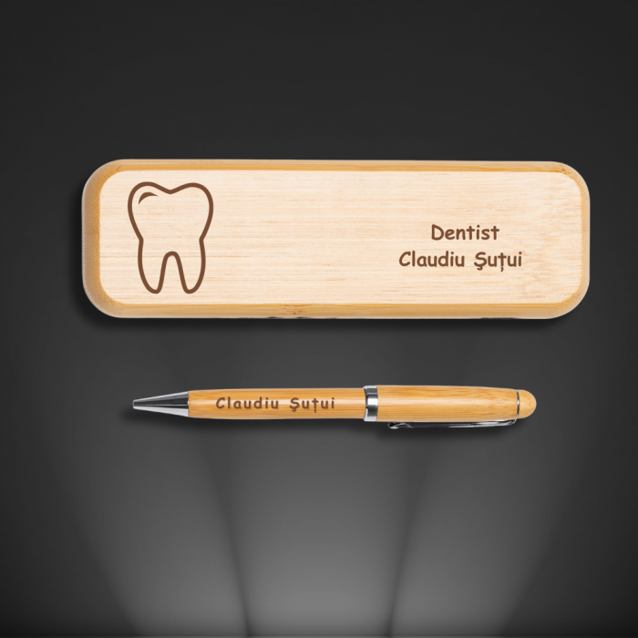 Set pix  in cutie din lemn personalizata - Dentist