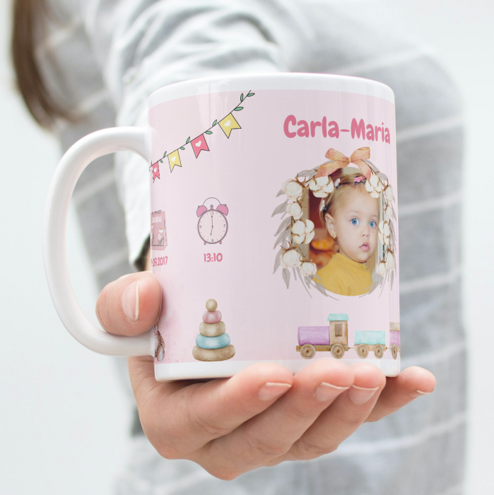 Set Rama foto si cana personalizate - cadou Girl Baby Born [2]