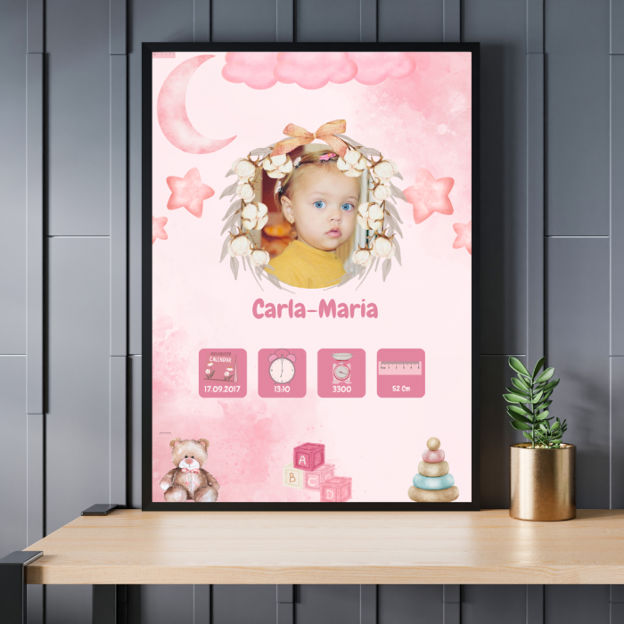 Set Rama foto si cana personalizate - cadou Girl Baby Born